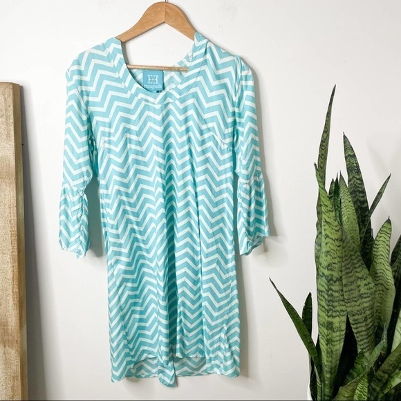 Escapada Charleston Chevron Print 3/4 Sleeve Tunic Resort dress size S - Picture 3 of 7